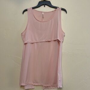 Yokgo~Light Pink Athletic Yoga  Sleeveless Top~Sleeveless~Slit Back~Size XL